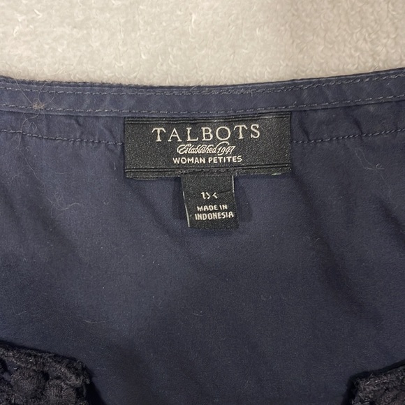 TALBOTS - navy – blue cotton tunic with decorative trim. Imported. 1XWP - Picture 5 of 6